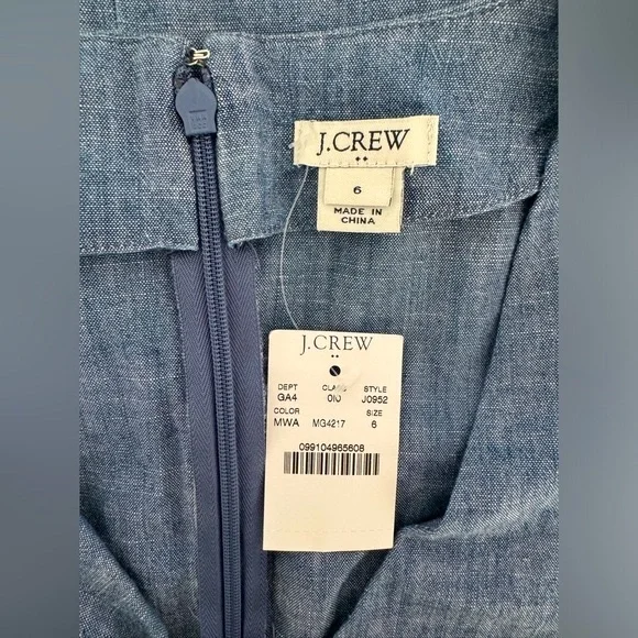 J. Crew Chambray Faux-Wrap Dress, Size 6 - NWT - Picture 10 of 11
